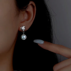 Sterling Silver Diamond Pearl Earrings - elegant Angel Wing Necklace