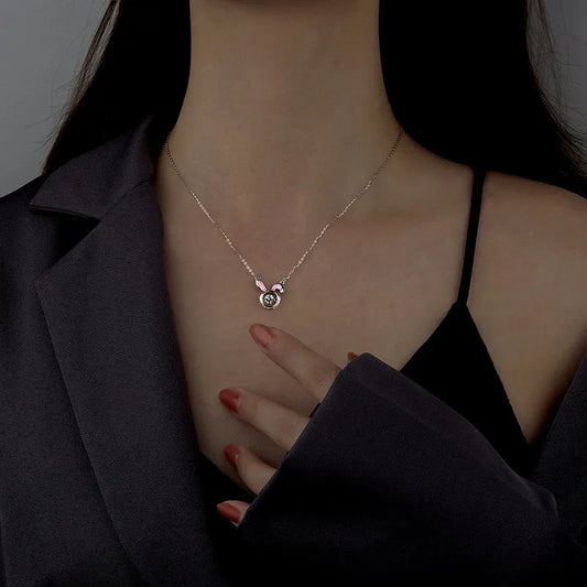 Sterling Silver Diamond Rabbit Necklaces - beautiful Heart Stud Earrings