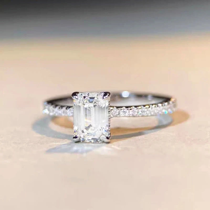 Top-down view of the sparkling Sterling Silver Diamond Rings