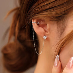 Sterling Silver Diamond Tassel Clip Earrings - elegant Olive Branch Earrings