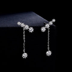 Close-up detail of the sparkling zircons and plating on the Oval Drop Earrings