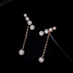 Angled view of the Sterling Silver Diamond Tassel Earrings