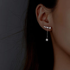 Sterling Silver Diamond Tassel Earrings - elegant Oval Drop Earrings