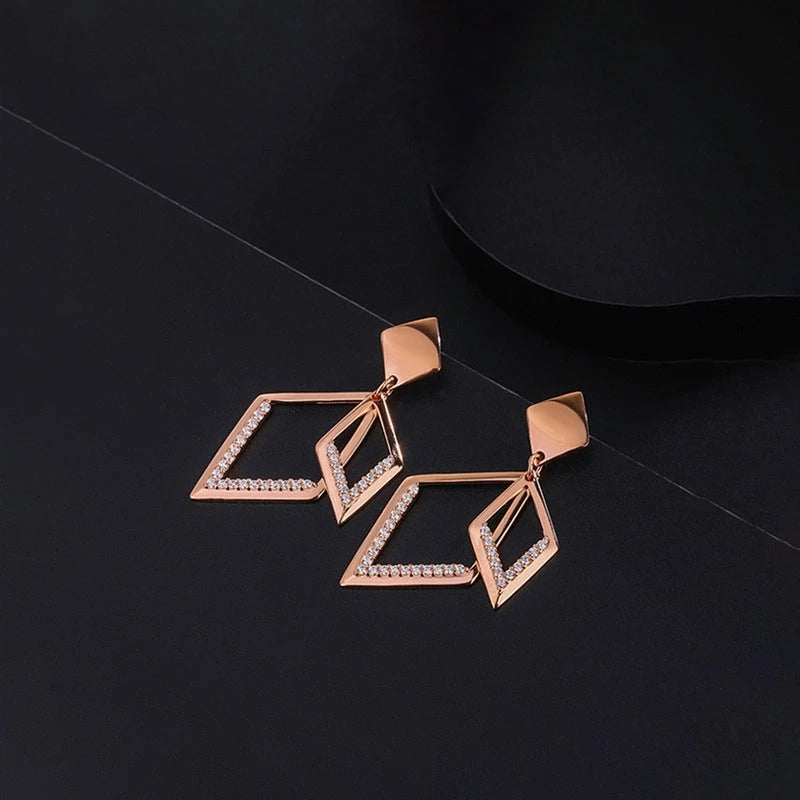 Angled view of the Sterling Silver Diamond Water Drop Earrings
