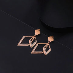 Angled view of the Sterling Silver Diamond Water Drop Earrings