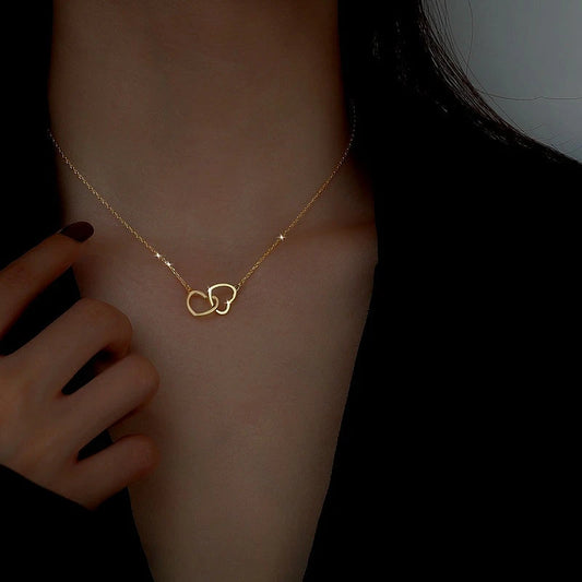 Sterling Silver Double Heart Necklaces - beautiful Snowflake Threader Earrings