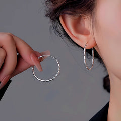 Sterling Silver Edge Face Hoop Earrings - elegant Double Star Earrings