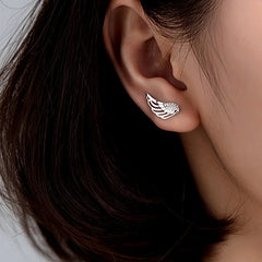Sterling Silver Elegant Angel Wing Crawler Earrings - elegant Layered Butterfly Earrings