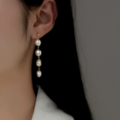 Sterling Silver Elegant Baroque Pearl Tassel Earrings - elegant Cross Necklace