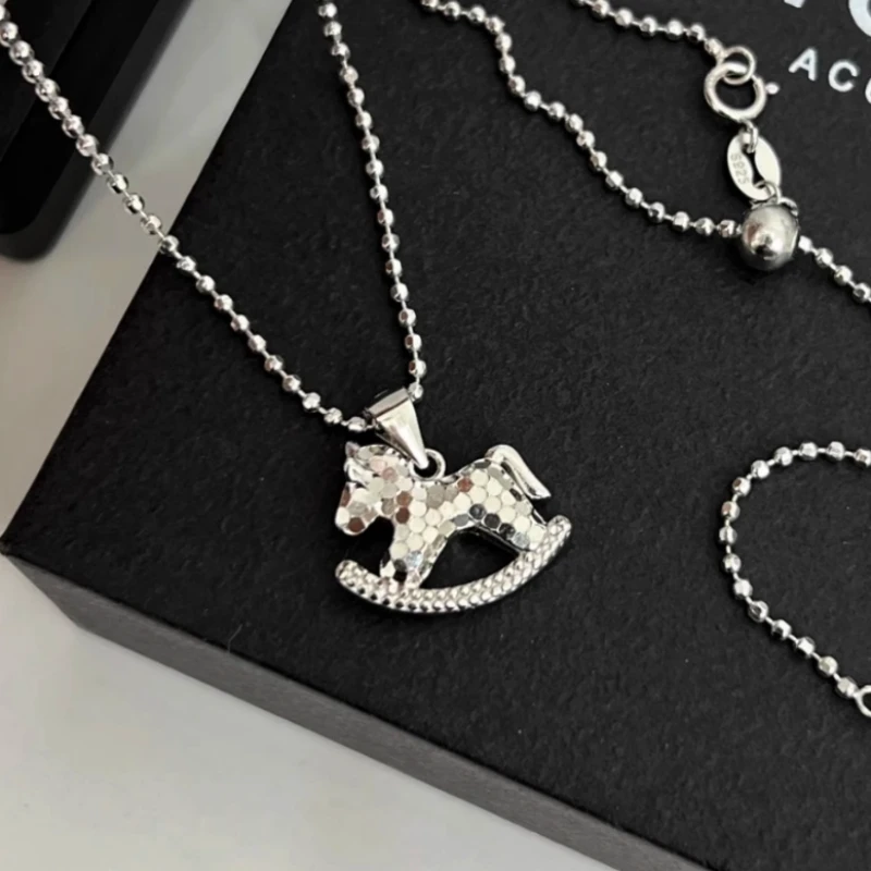 Sterling Silver Elegant Carousel Pendant Necklace - beautiful Star Moon Necklace