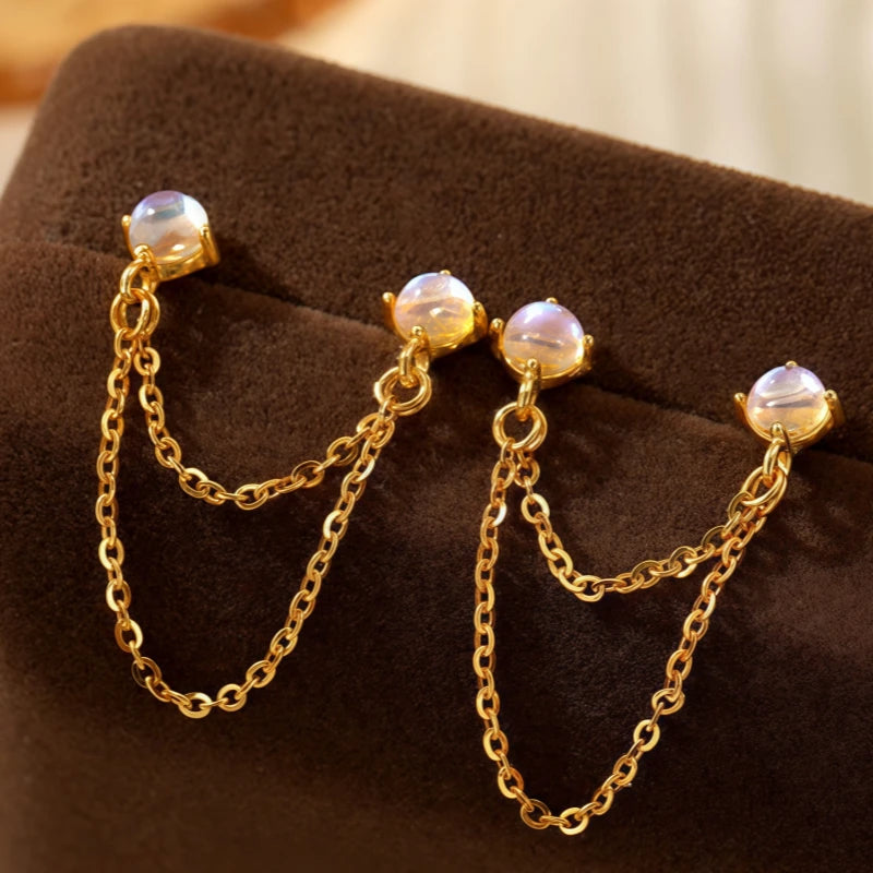 Close-up detail of the sparkling zircons and plating on the Water Drop Necklace