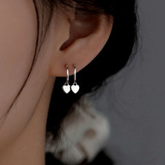 Sterling Silver Elegant Double-Layer Heart Earrings - elegant Asymmetrical Heart Earrings