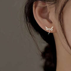 Sterling Silver Elegant Dragonfly Stud Earrings - elegant Bow Pearl Necklace