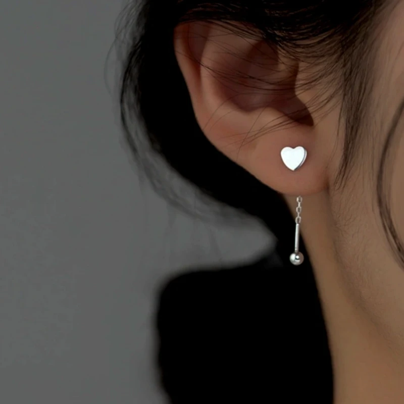 Sterling Silver Elegant Heart-Design Threader Earrings - elegant Star Stud Earrings