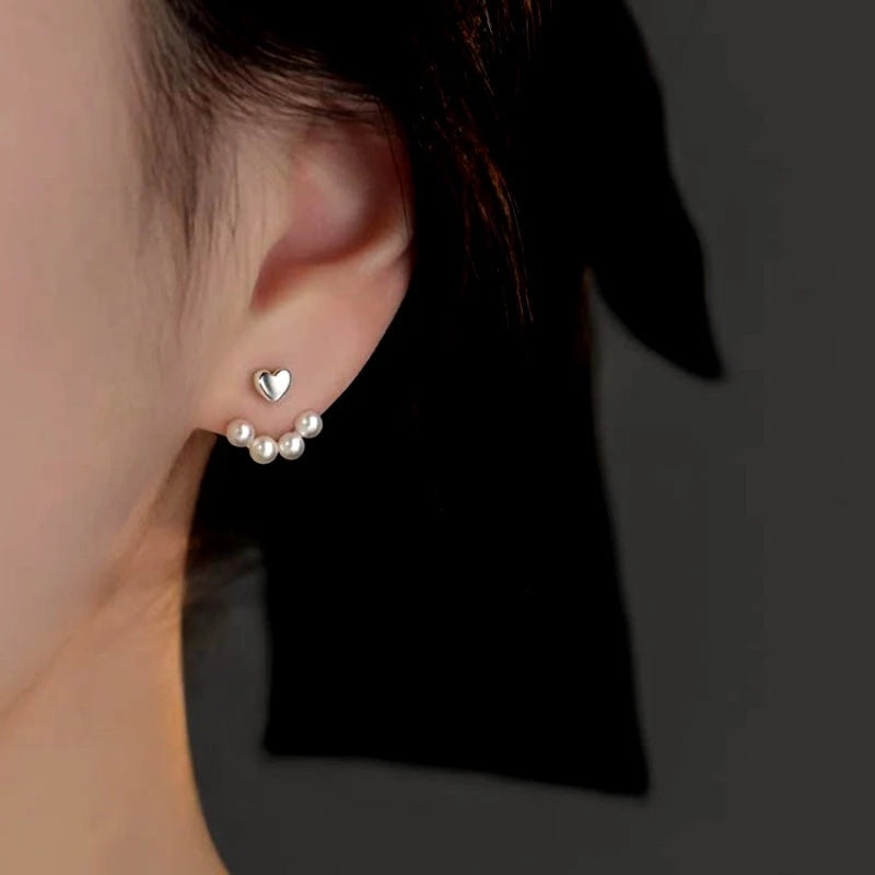 Sterling Silver Elegant Heart Pearl Earrings - elegant Star Tassel Earrings