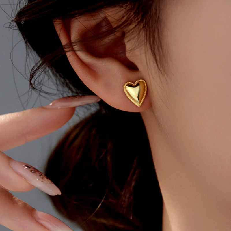 Sterling Silver Elegant Heart Studs - elegant Double Heart Earrings