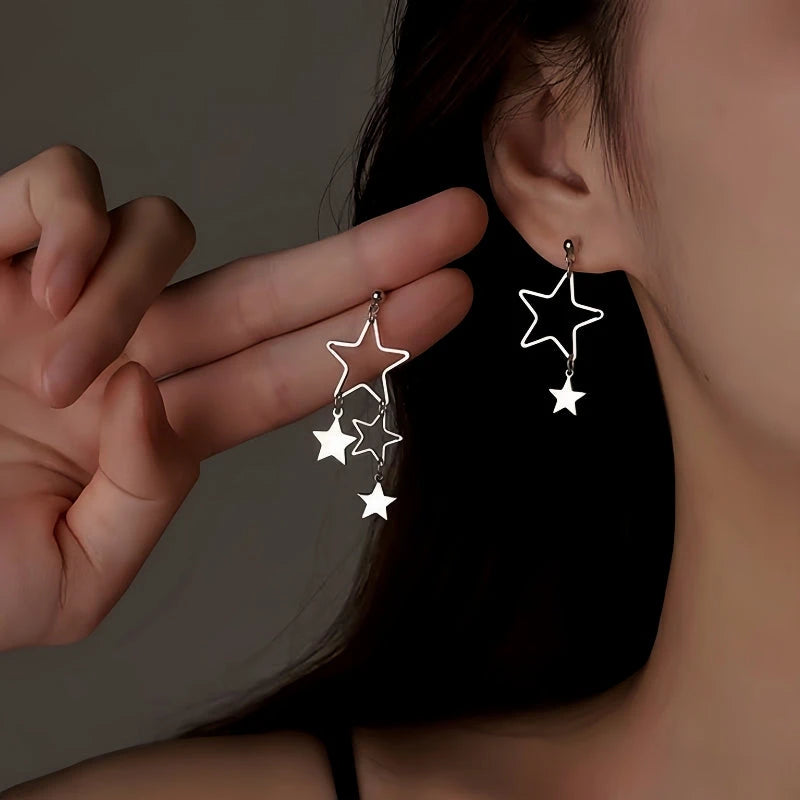 Sterling Silver Elegant Star Tassel Earrings - elegant Star Tassel Earrings