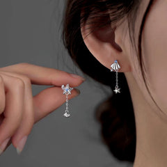 Sterling Silver Elegant Starfish Shell Earrings - elegant Starfish Earrings