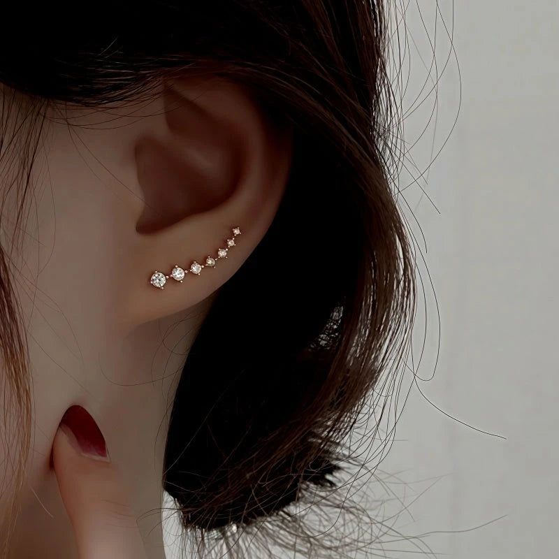 Sterling Silver Elegant Zircon Diamond Crawler Earrings - elegant Zircon Crawler Earrings