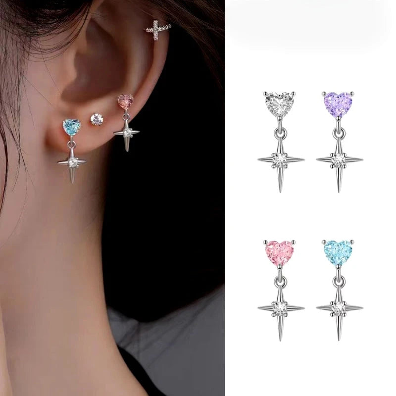 Sterling Silver Elegant Zircon Diamond Earrings - elegant Blue Zircon Earrings