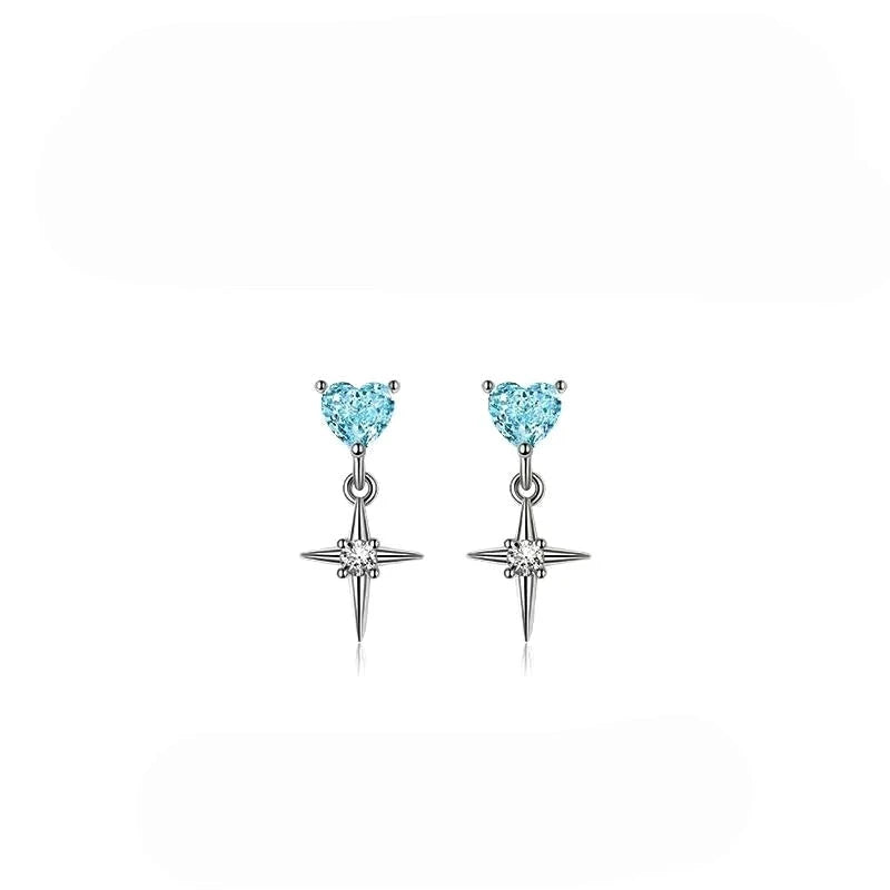 Close-up detail of the sparkling zircons and plating on the Blue Zircon Earrings