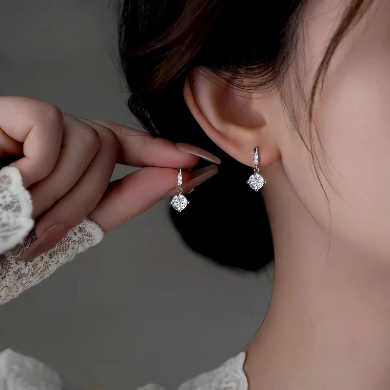 Sterling Silver Elegant Zircon Diamond Earrings - elegant Zircon Drop Earrings