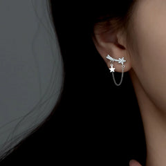 Sterling Silver Elegant Zircon Diamond Star Earrings - elegant Zircon Star Earrings