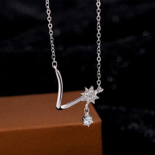Sterling Silver Fantasy Butterfly Clavicle Necklace worn to showcase its length and pendant detail