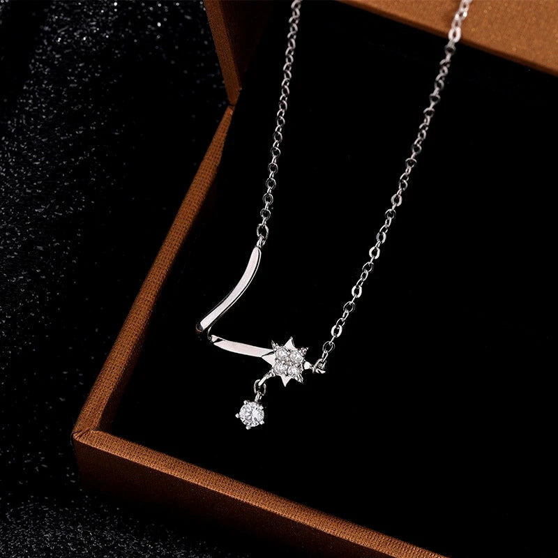 Detailed view of the Sterling Silver Fantasy Butterfly Clavicle Necklace chain and pendant