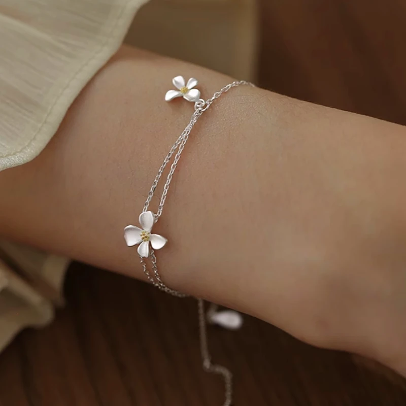 Sterling Silver Flower Bracelet - chic Flower Bracelet