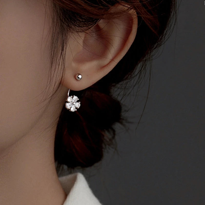 Sterling Silver Flower Jacket Earrings - elegant Flower Jacket Earrings