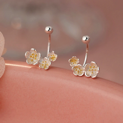 Sterling Silver Flower Screw Earrings - elegant Flower Screw Earrings