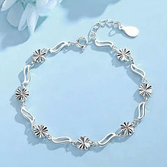 Full view of the elegant Sterling Silver Four-Leaf Clover Bracelets