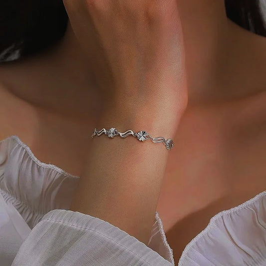 Sterling Silver Four-Leaf Clover Bracelets - chic Clover Charm Bracelet