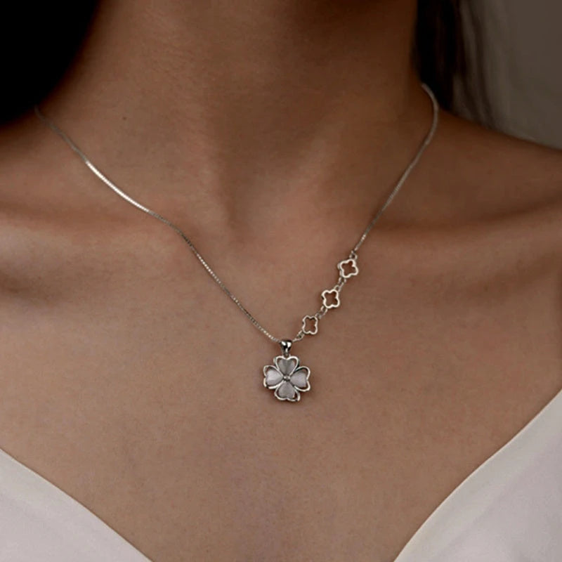 Sterling Silver Four-Leaf Clover Necklace - beautiful Four-Leaf Clover Necklace