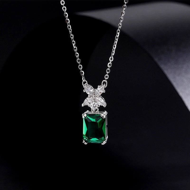 Close-up of the pendant and clasp on the Green Zircon Necklace