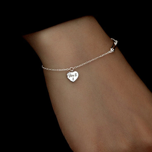 Sterling Silver Heart-Design Paper Clip Bracelets - chic Heart Paper Clip Bracelet