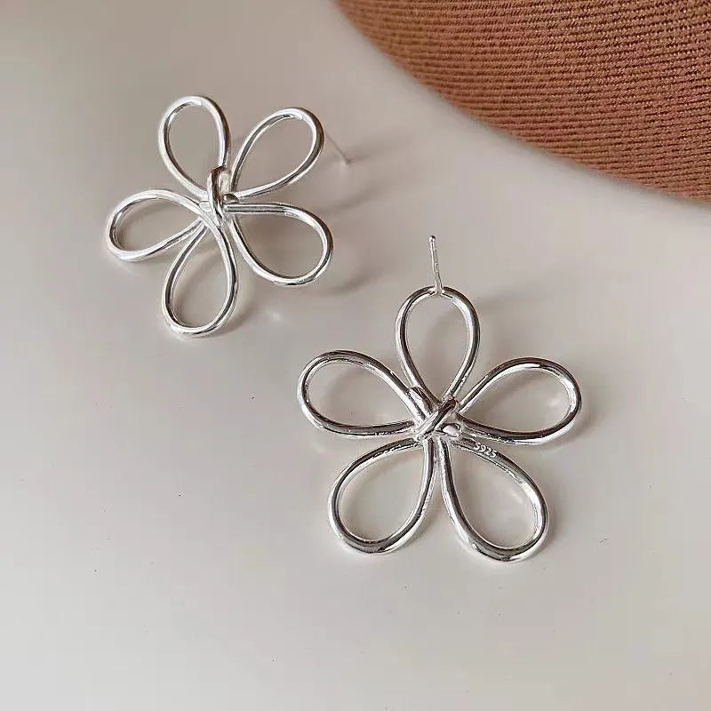 Sterling Silver Hollow Flower Knot Earrings - elegant Flower Knot Earrings
