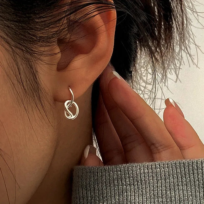 Sterling Silver Hollow Heart-Wrapped Ear Hook Earrings - elegant Heart Ear Hook