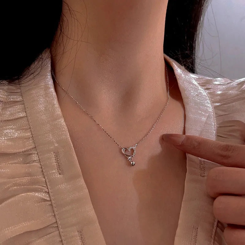 Sterling Silver Hollow Heart Necklace - beautiful Hollow Heart Necklace