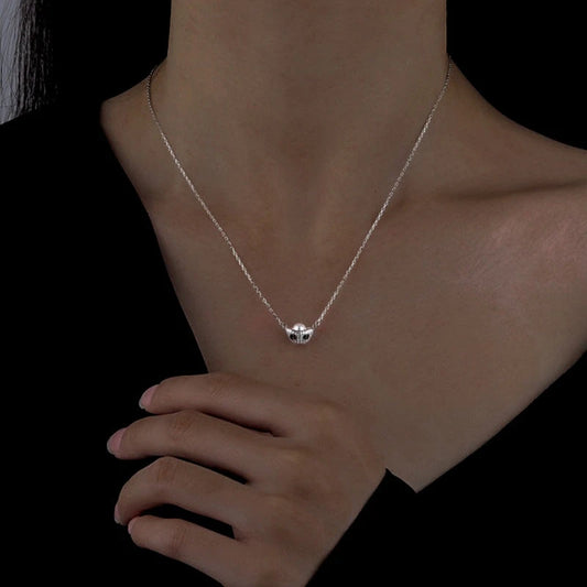 Sterling Silver Ingot Pearl Clavicle Chain Necklaces worn to showcase its length and pendant detail