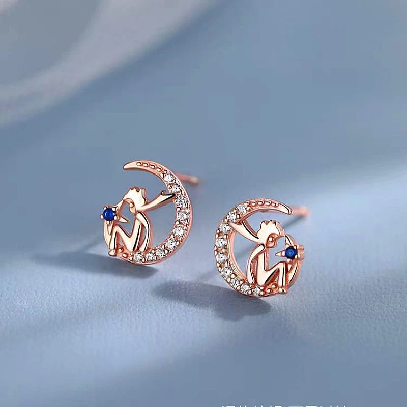 Angled view of the Sterling Silver Little Prince Stud Earrings