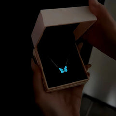 Sterling Silver Luminous Butterfly Necklace worn to showcase its length and pendant detail
