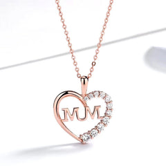Sterling Silver Luxury Diamond Heart-Design MUM Necklace - beautiful Lucky Clover Bracelet