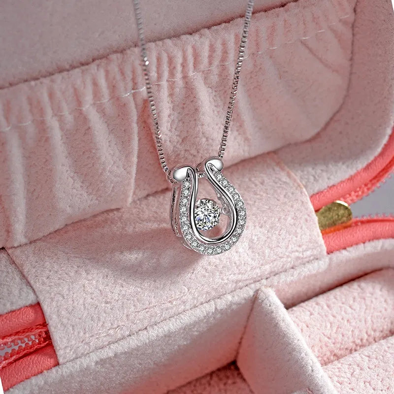 Detailed view of the Sterling Silver Luxury Diamond Necklace chain and pendant