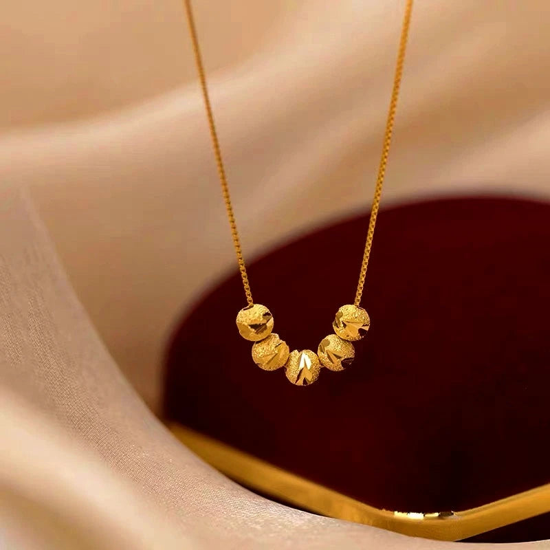 Detailed view of the Sterling Silver Luxury Five Fortunes Necklace chain and pendant