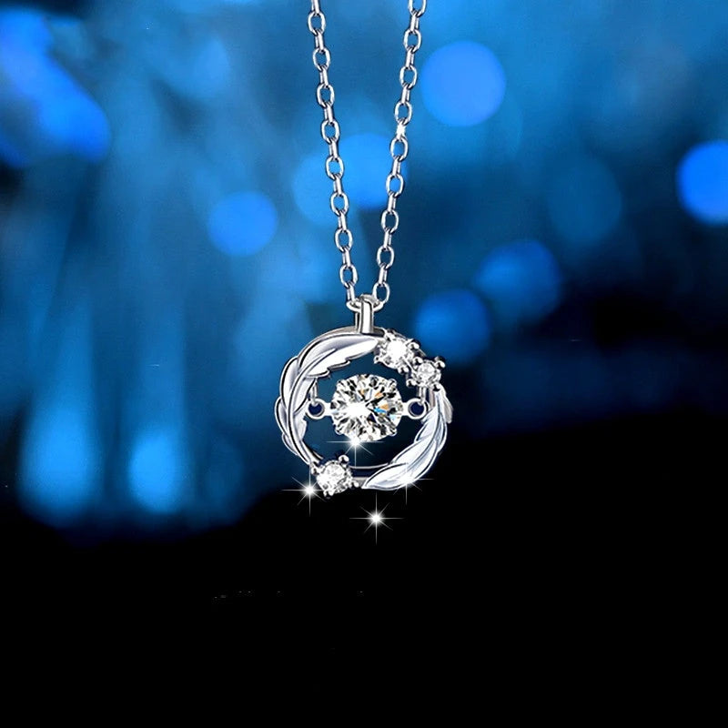 Sterling Silver Luxury Moissanite Diamond Necklaces worn to showcase its length and pendant detail