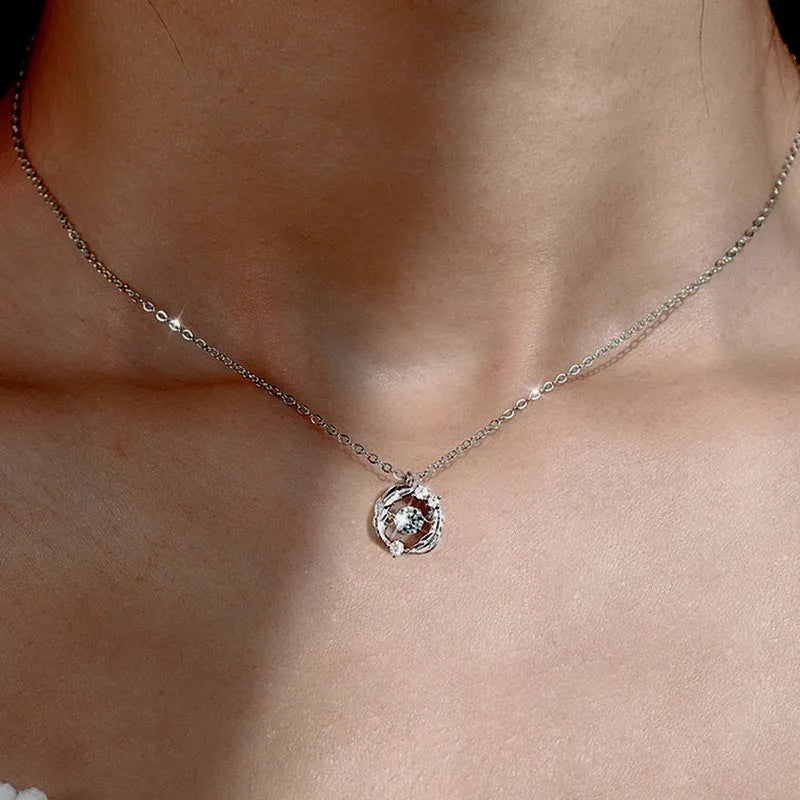 Close-up of the pendant and clasp on the Moissanite Diamond Necklace