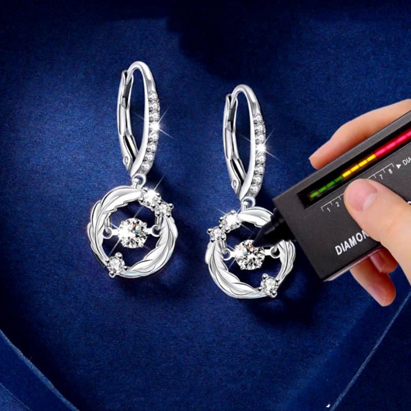 Angled view of the Sterling Silver Luxury Moissanite Earrings