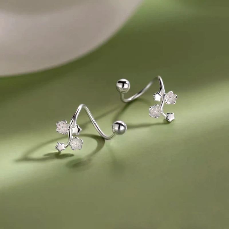 Sterling Silver Luxury Peach Blossom Screw Earrings - elegant Peach Blossom Earrings